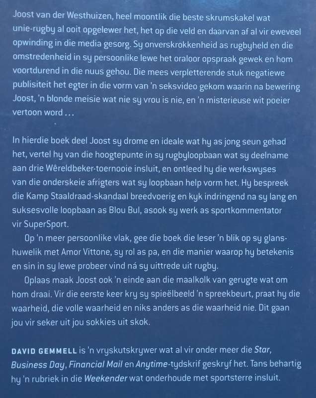 Joost: Spieelbeeld (Inscribed by Joost van der Westhuizen, with Menu, Afrikaans) | David Gemmell