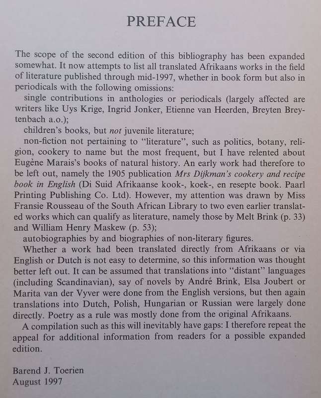 Afrikaans Literature in Translation: A Bibliography | Barend J. Toerien (Ed.)