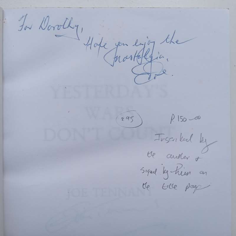 Yesterdays Wars Dont Count (Inscribed and Signed by Author) | Joe Tennant
