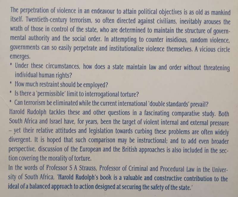 Security, Terrorism, Torture: Detainees Rights in South Africa and Israel: A Comparative Study...
