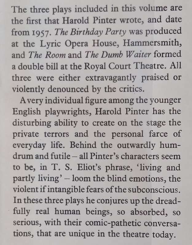 The Birthday Party and Other Plays (First Edition, 1960) | Harold Pinter