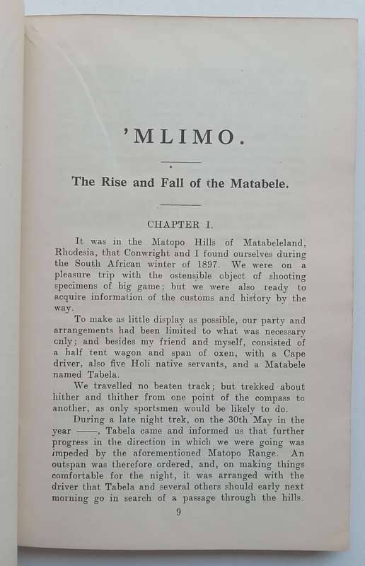 Mlimo: The Rise and Fall of the Matabele (Published 1926) | Mziki