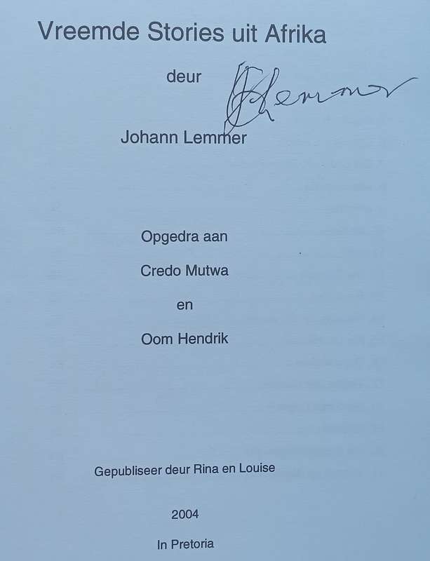 Vreemde Stories Uit Afrika (Signed by Author, Afrikaans) | Johann Lemmer