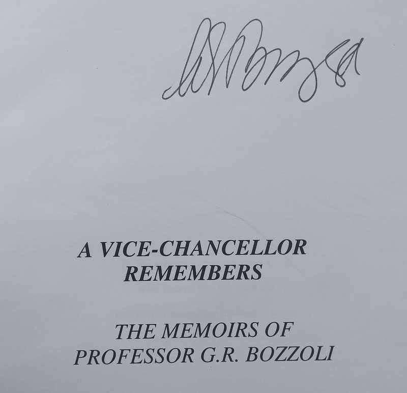 A Vice-Chancellor Remembers (Signed by Author) | G. R. Bozzoli