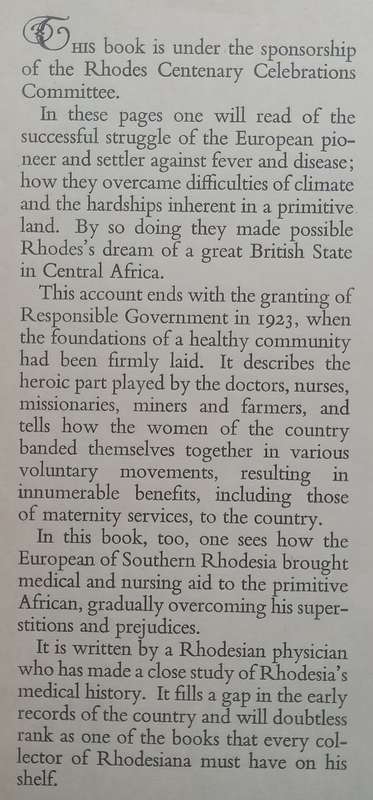 Tropical Victory: An Account of the Influence of Medicine on the History of Southern Rhodesia, 18...