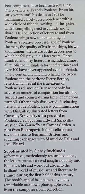 Francis Poulenc: Selected Correspondence, 1915-1963 | Sidney Buckland (Ed. and Transl.)