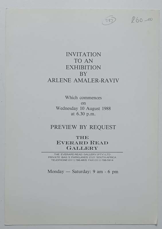 Arlene Amaler-Raviv (Invitation to the Exhibition)
