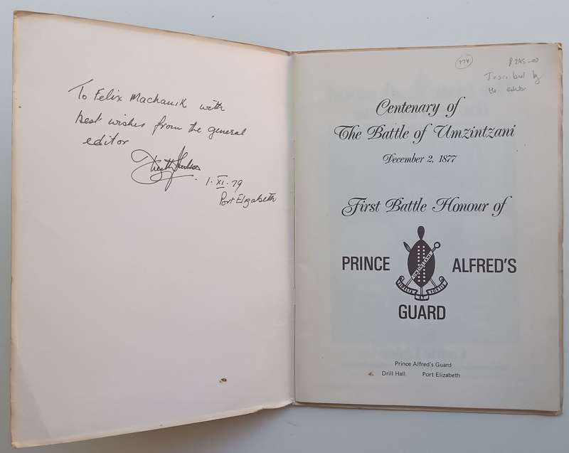 Prince Alfreds Guard: Centenary of First Battle Honour (Inscribed by the Editor) | J. Keith Su...