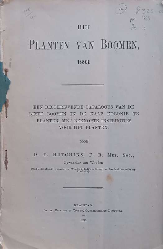 Het Planten van Boomen (Published 1893, Early Afrikaans) | D. E. Hutchins