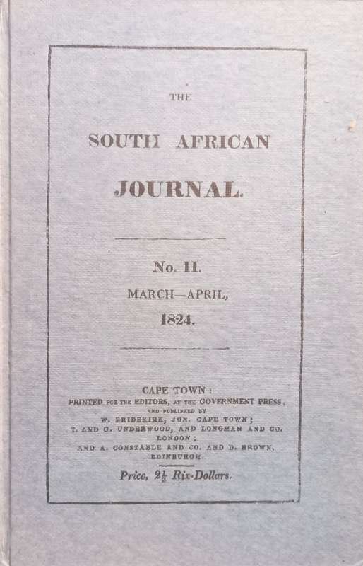 The South African Journal, No. II, March-April 1824 (SA Library Reprint Series)
