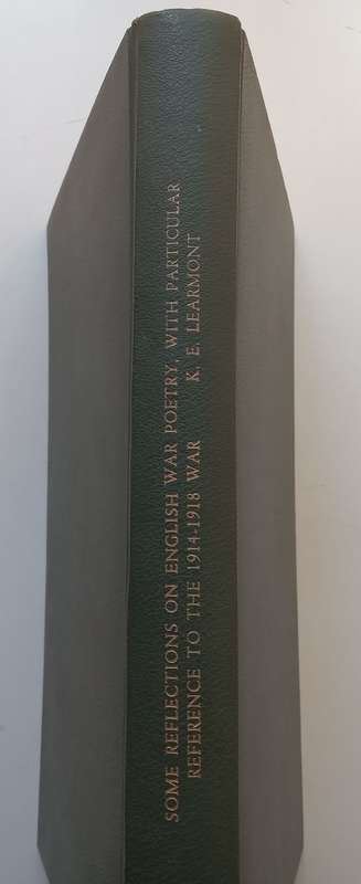 Some Reflections on English War Poetry, with Particular Reference to the 1914-1918 War (Inscribed...