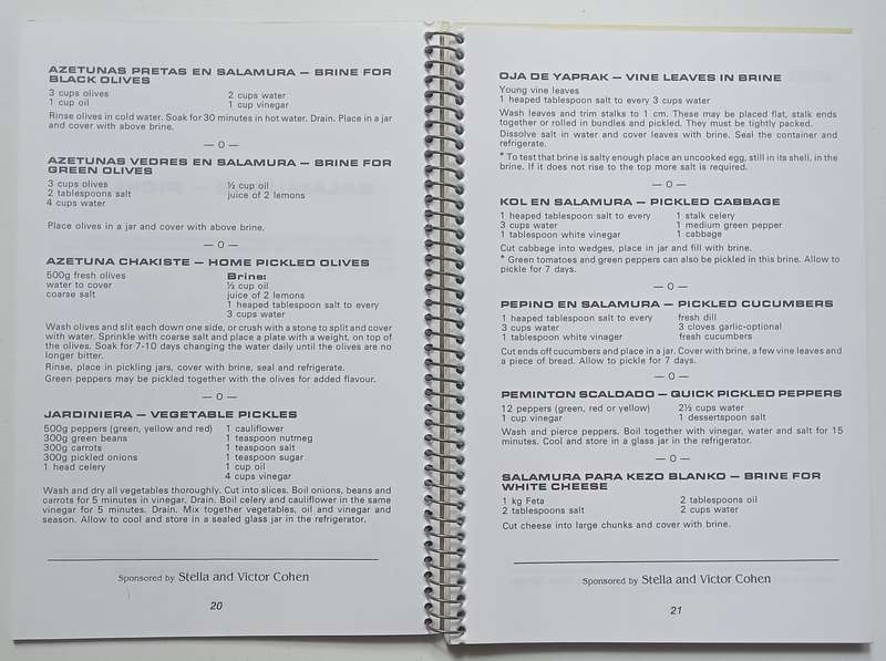 Sephardic Cuisine (Published by the Sephardi Ladies, Zimbabwe)