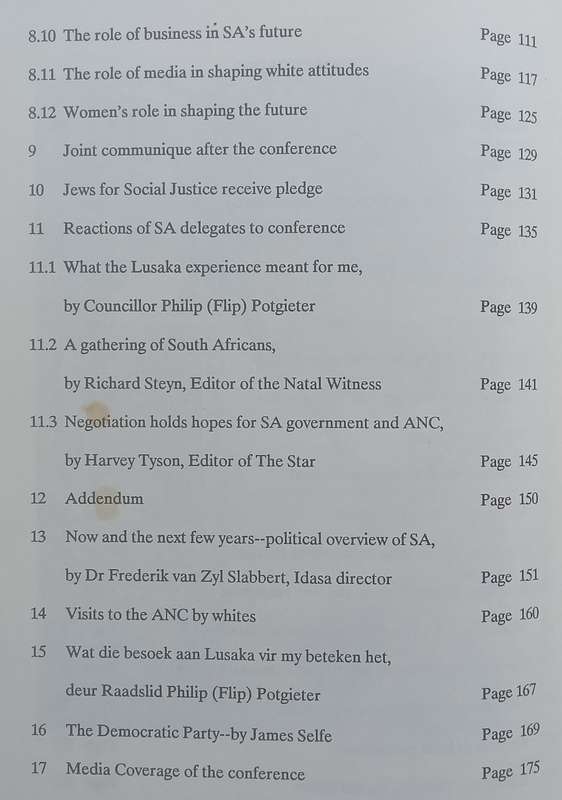 Four Days in Lusaka: Whites in a Changing Society (Five Freedoms Forum  ANC Conference) | Raym...