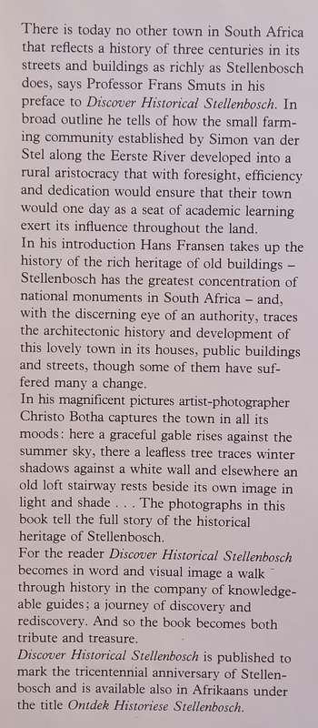 Discover Historical Stellenbosch (Inscribed by Photographer &amp; Hettie Botha) | Christo S. Both...