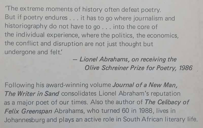 The Writer in Sand (Signed by the Author) | Lionel Abrahams