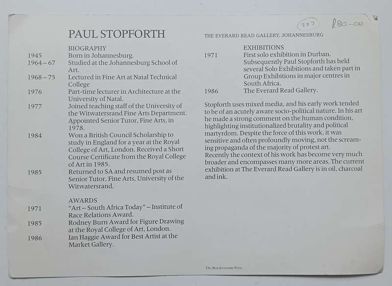 Paul Stopforth (Information Sheet/Card)