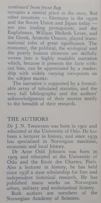 The History of Modern Whaling | J. N. Tonnessen & A. O. Johnsen