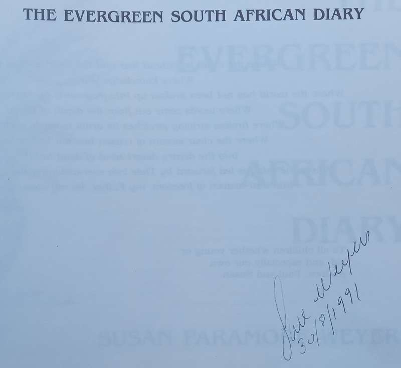 The Evergreen South African Diary (Signed by Author) | Susan Paramore Weyers