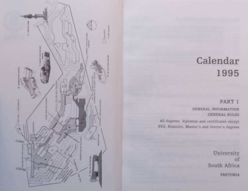 Unisa 1995 Calender Part 1: General Information & Rules