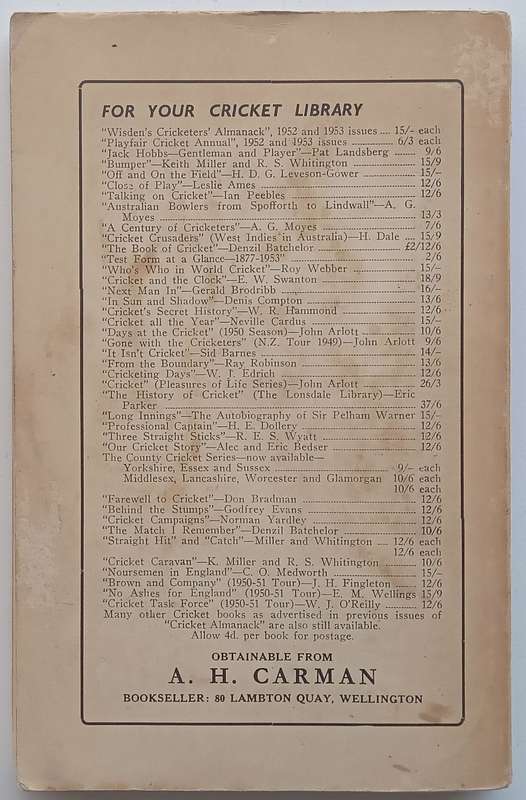 The Cricket Almanack of New Zealand, 1953 Season (Copy of SA Cricket Writer Louis Duffus) | Arthu...