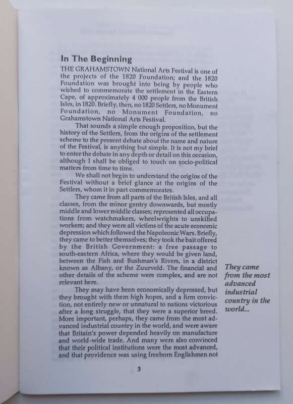 The Origins of the Grahamstown Festival (Dugmore Memorial Lecture 1990) | Guy Butler