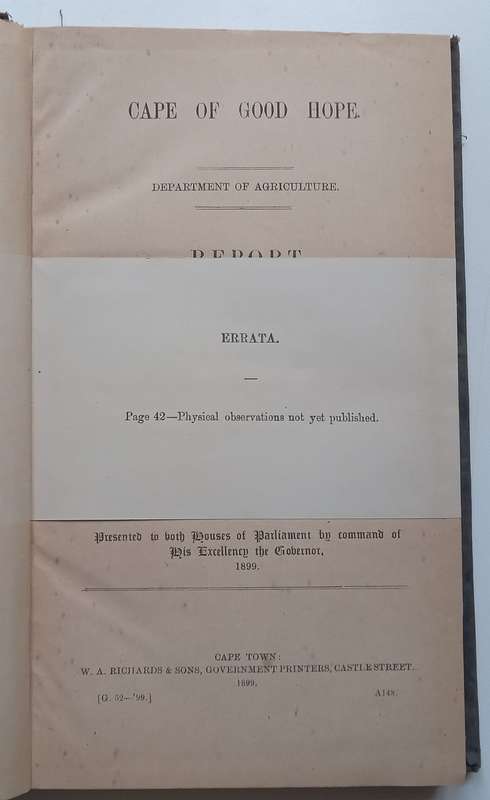 Cape of Good Hope Report of the Marine Biologist for the Year 1898