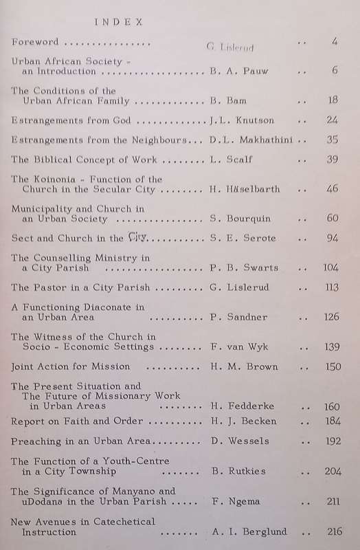 The Missionary Outreach in an Urban Society (Lectures of the 2nd Missiological Course, 1966)