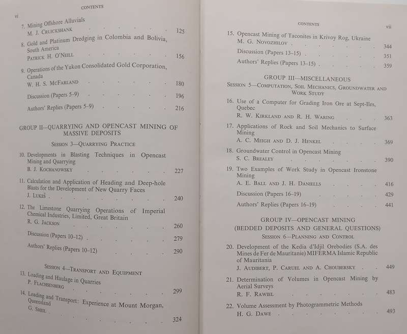 Opencast Mining, Quarrying and Alluvial Mining: Proceedings of a Symposium, 1964