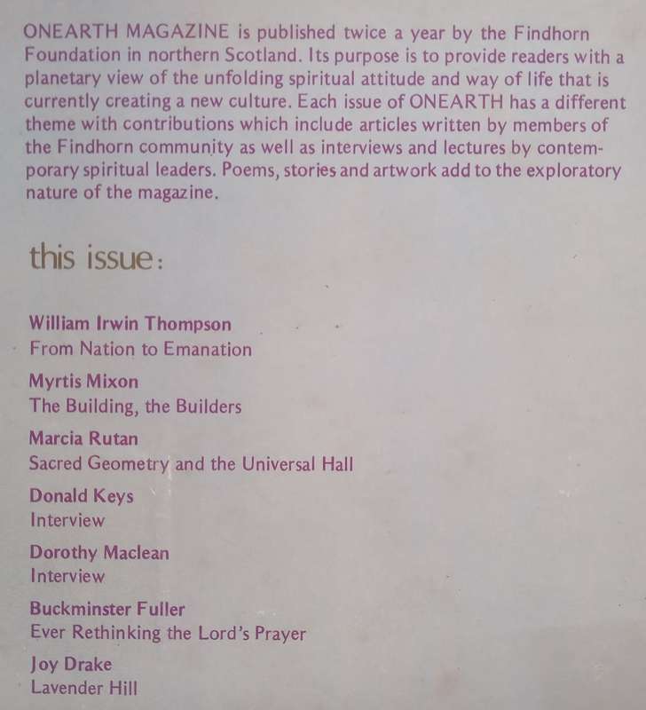 Findhorn One Earth Magazine (1987)