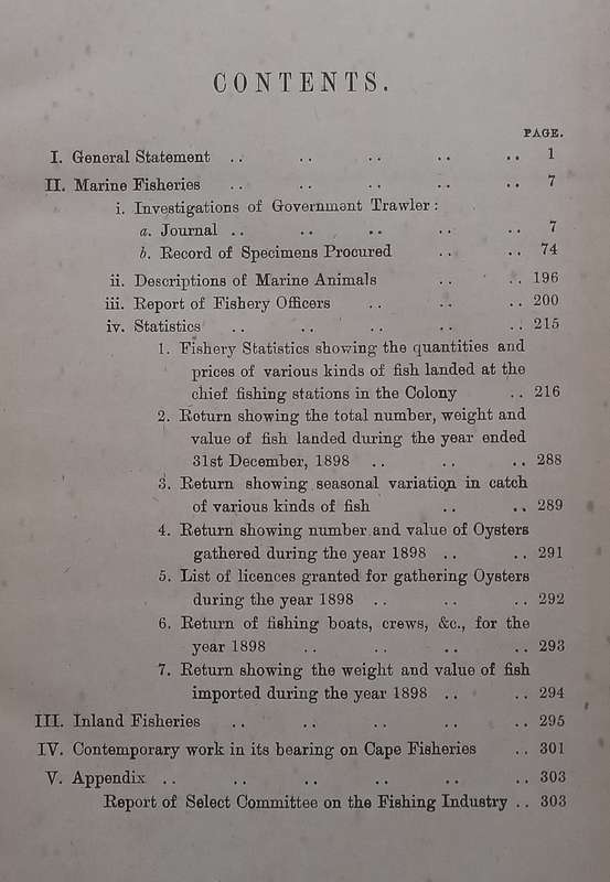 Cape of Good Hope Report of the Marine Biologist for the Year 1898