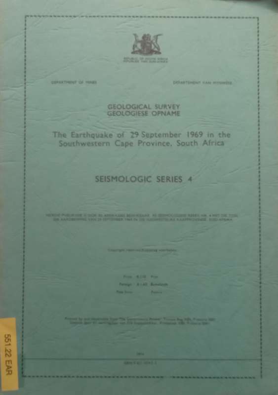 The Earthquake of 29 September 1969 in the Southwestern Cape Province, South Africa (Seismologica...