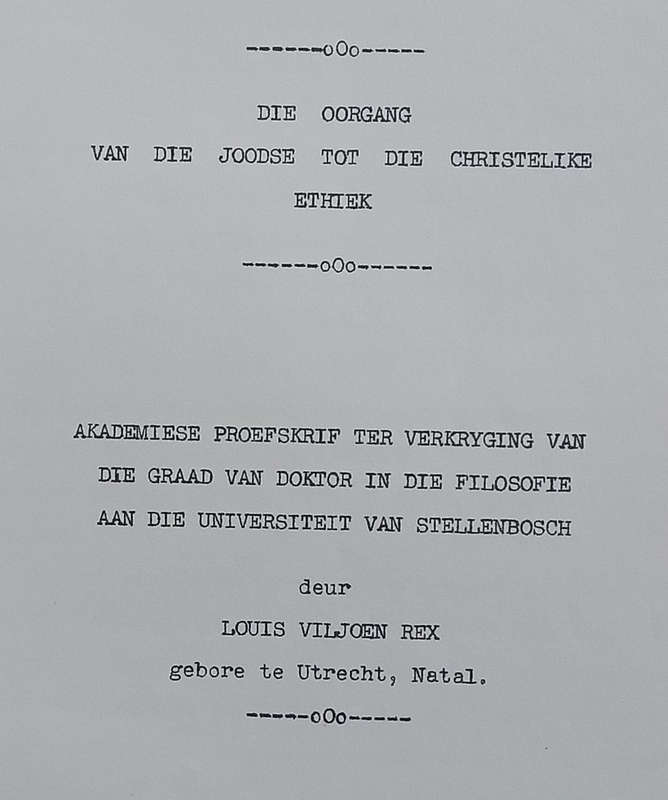 Die Oorgang van die Joode to die Christelike Ethiek (Afrikaans) | Louis V. Rex