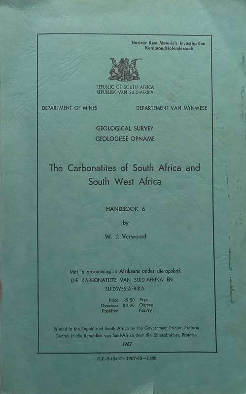 The Carbonatites of South Africa and South West Africa | W. J. Verwoerd