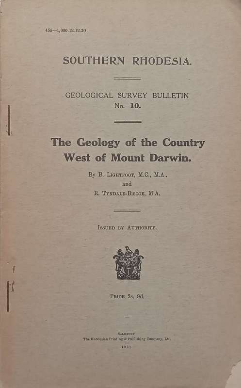 The Geology of the Country West of Mount Darwin | B. Lightfoot & R. Tyndale-Biscoe