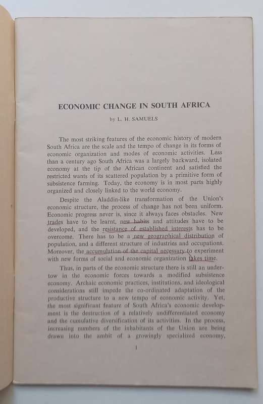 South Africas Changing Economy (Published 1955) | L. H. Samuels, et al.
