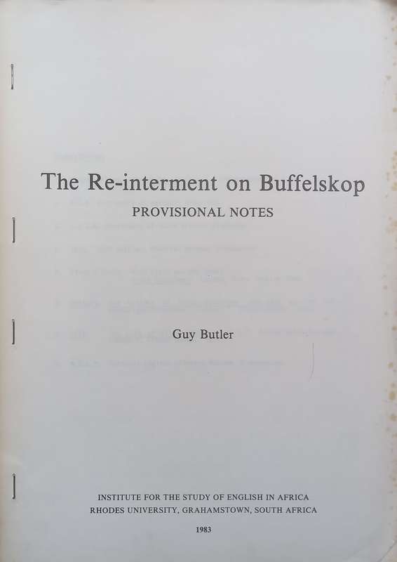 The Re-Interment on Buffelskop (Diary of S.C. Cronwright-Schreiner, With Provisional Notes) | Guy...