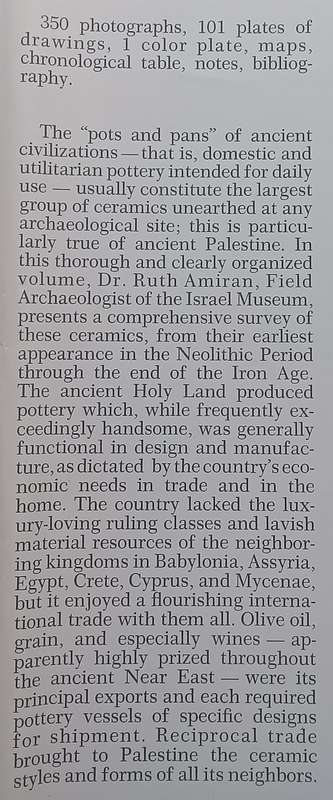 Ancient Pottery of the Holy Land from Its Beginnings in the Neolithic Period to the End of the Ir...