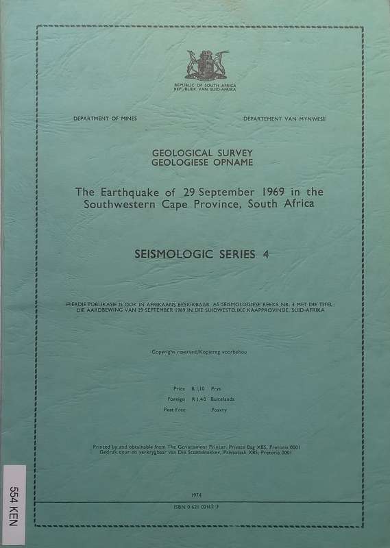 The Earthquake of 29 September 1969 in the Southwestern Cape Province, South Africa (Seismologica...