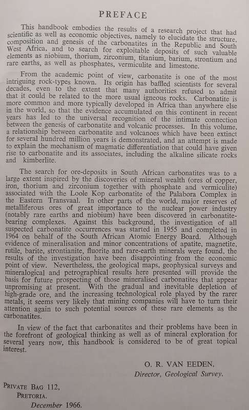 The Carbonatites of South Africa and South West Africa | W. J. Verwoerd