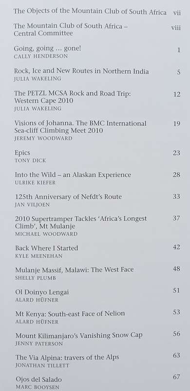 The Journal of the Mountain Club of South Africa (No. 113, 2010)