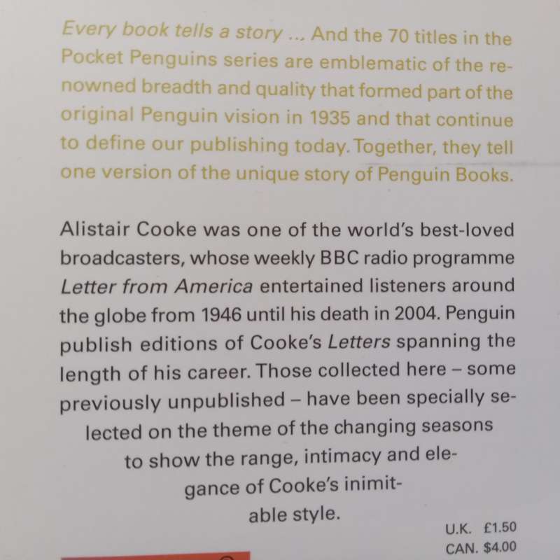 Letters from Four Seasons | Alistair Cooke