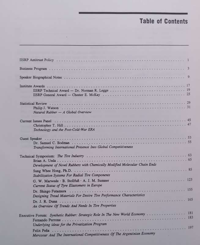 33rd Annual Meeting Proceedings of the International Institute of Synthetic Rubber Producers (1992)