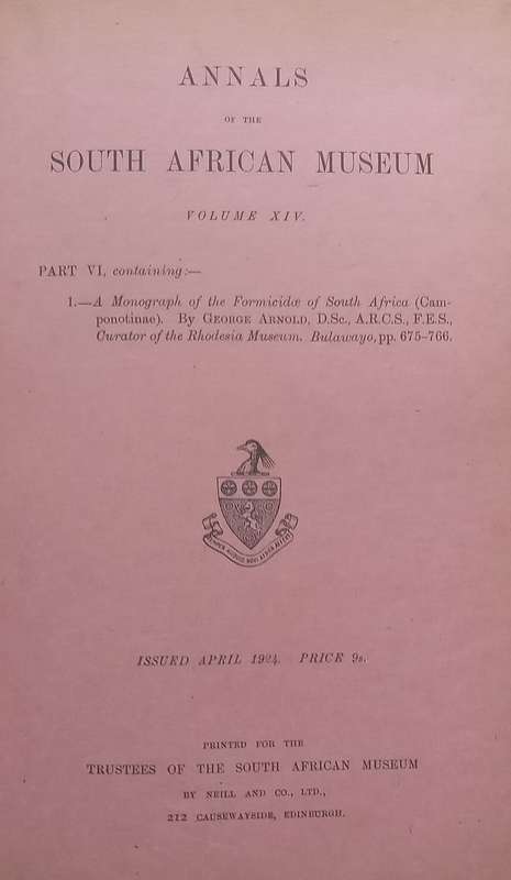 4 Issues of Annals of the South African Museum Bound together in One Volume