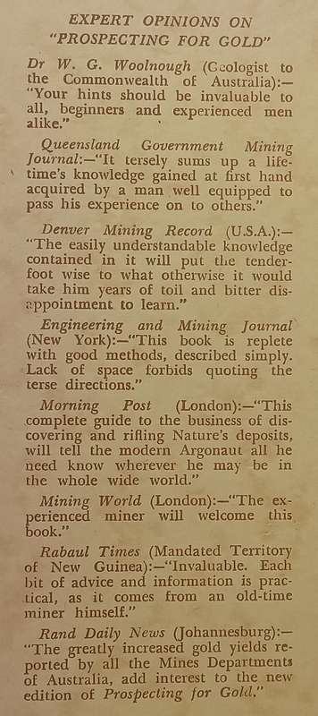 Prospecting for Gold (9th Edition, 1946) | Ion L. Idriess