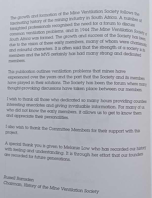 A History of the M.V.S. (Mine Ventilation Society of SA) | Melanie Low