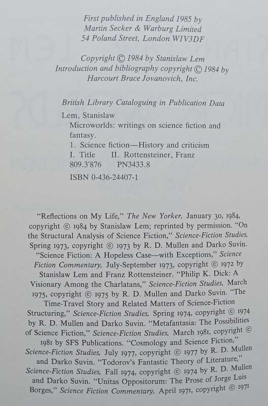 Microworlds: Writings on Science Fiction and Fantasy | Stanislaw Lem