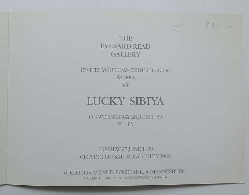 Lucky Sibiya (Invitation to an Exhibition of his Work)