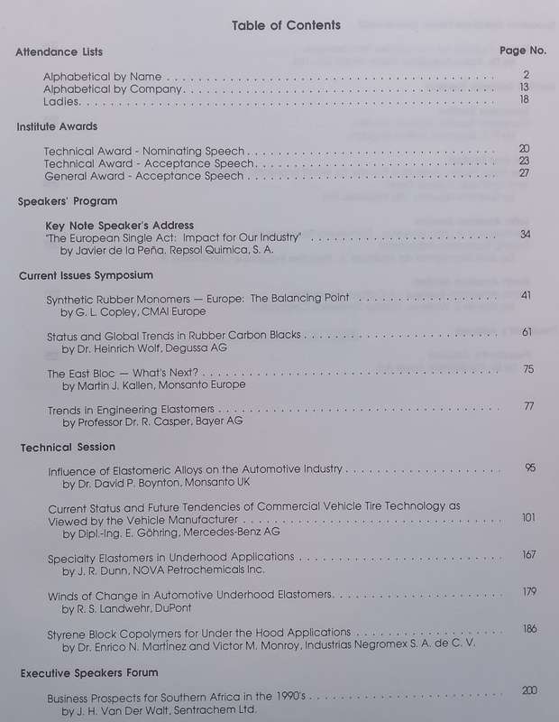 31st Annual Meeting Proceedings of the International Institute of Synthetic Rubber Producers (1990)