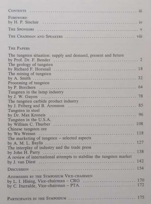 Tungsten: Proceedings of the First Tungsten Symposium, Stockholm, 1979