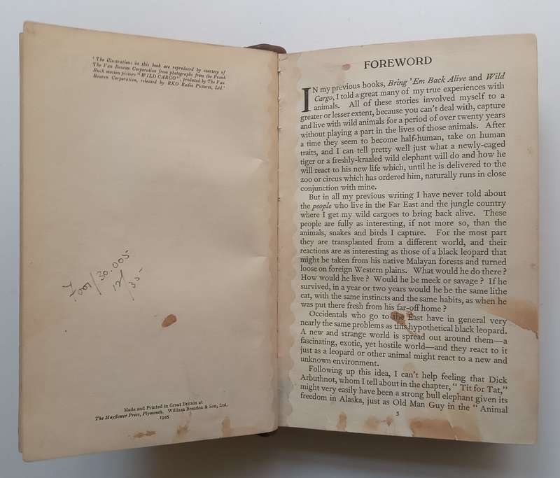 Fang and Claw (Ex Johannesburg Book Club Copy) | Frank Buck & Ferrin Fraser